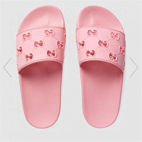 pink rose gold gucci slides|Gucci flip flops for women.